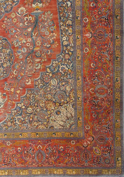 Palace - Sized Haj - Jalili Tabriz Rug with Colorful Floral and Vine Patterns This magnificent Tabriz Carpet is of monumental size and was created by the master weaver Haj - Jalili. Featuring a large and ornate central medallion flanked by smaller med... - Keivan Woven ArtsM14 - 0301 - 5389Rug