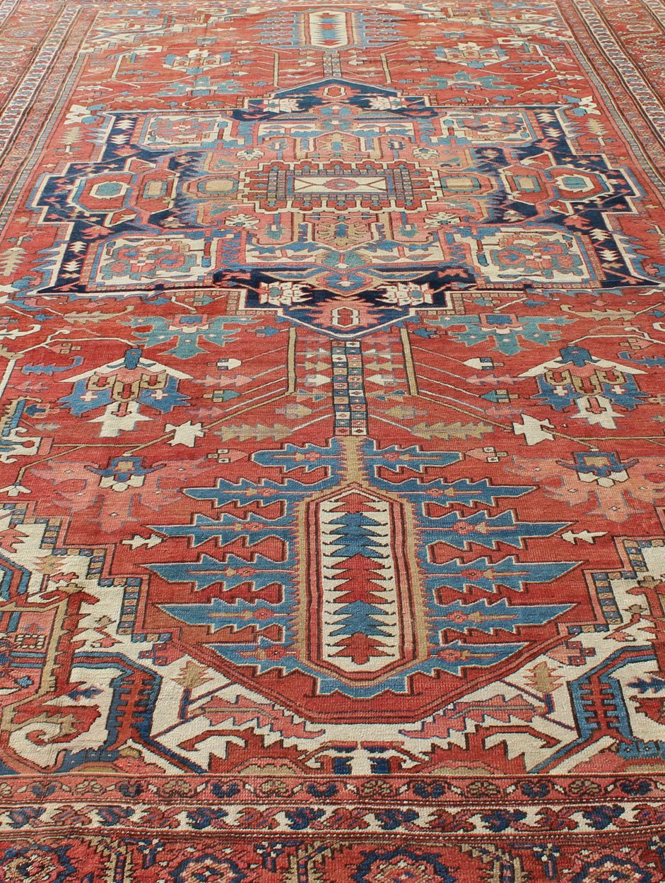 Over Size Antique Persian Serapi Rug with Stretched Geometric Medallion Over Size Antique Persian Serapi Rug with Stretched Geometric Medallion. Rug / M14 - 0302, Antique Serapi. This large oversize antique Persian Serapi was handcrafted during t... - Keivan Woven ArtsM14 - 0302 - 6260Rug
