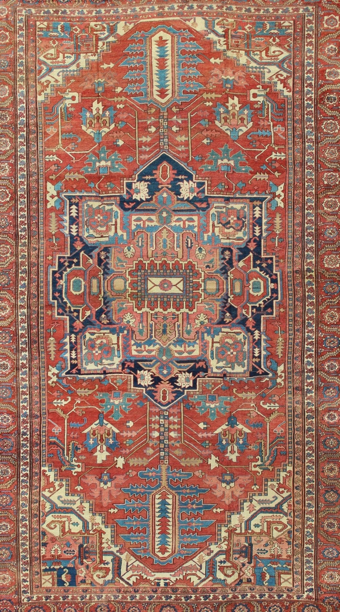 Over Size Antique Persian Serapi Rug with Stretched Geometric Medallion Over Size Antique Persian Serapi Rug with Stretched Geometric Medallion. Rug / M14 - 0302, Antique Serapi. This large oversize antique Persian Serapi was handcrafted during t... - Keivan Woven ArtsM14 - 0302 - 6260Rug