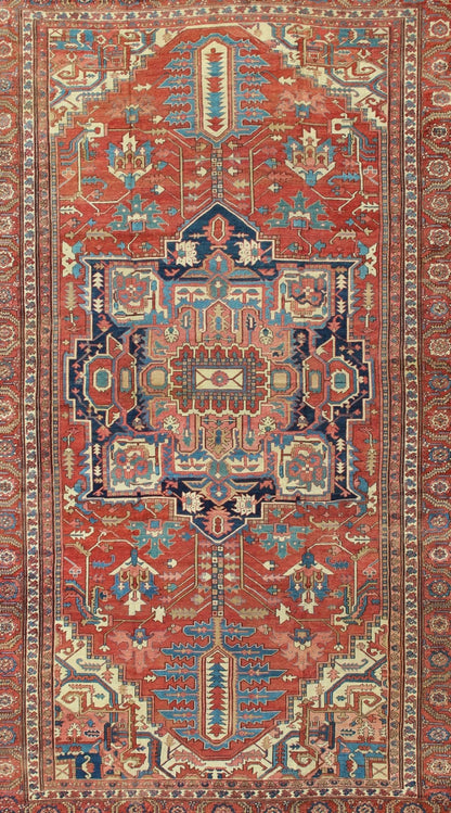 Over Size Antique Persian Serapi Rug with Stretched Geometric Medallion Over Size Antique Persian Serapi Rug with Stretched Geometric Medallion. Rug / M14 - 0302, Antique Serapi. This large oversize antique Persian Serapi was handcrafted during t... - Keivan Woven ArtsM14 - 0302 - 6260Rug
