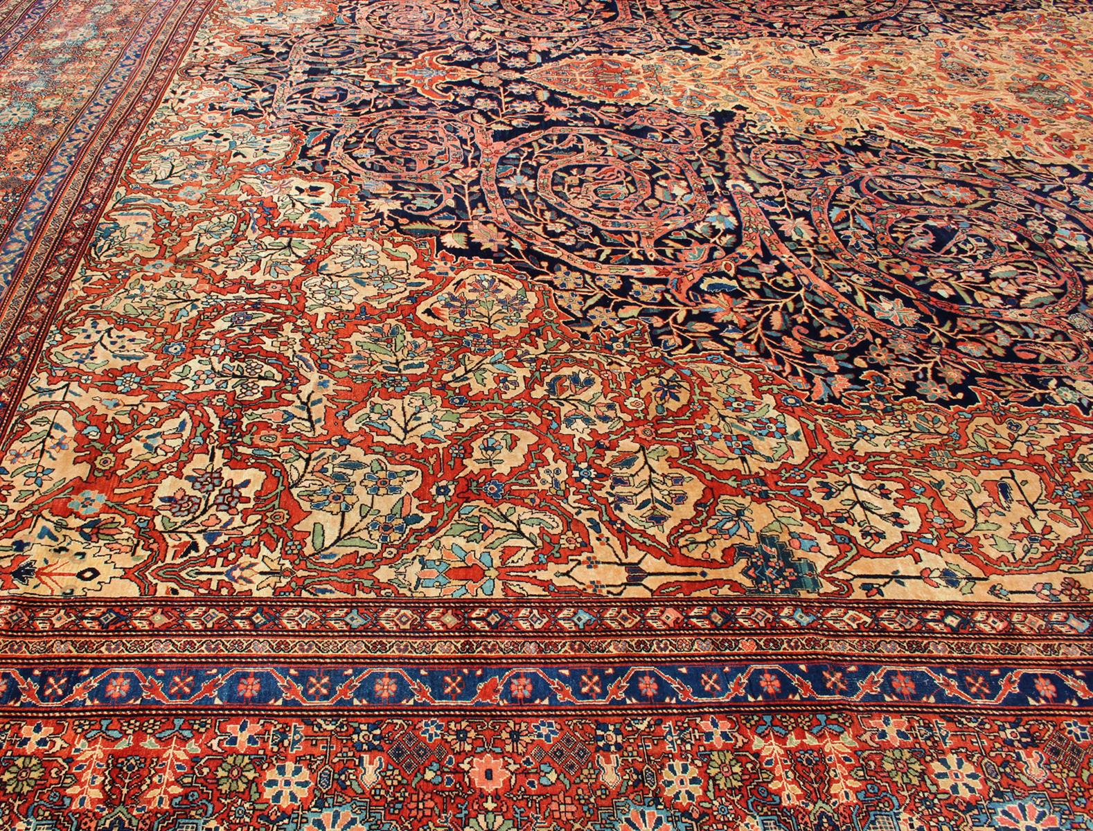 Palace - Sized Extremely Finely Woven Antique Sarouk - Farahan Persian Rug. Palace - Sized Extremely Finely Woven Antique Sarouk - Farahan Persian Rug . Rug M14 - 0303, Measures: 17'3 x 30'8. Mansion Sized antique Persian Sarouk - Farahan ca... - Keivan Woven ArtsM14 - 0303 - 5397Rug