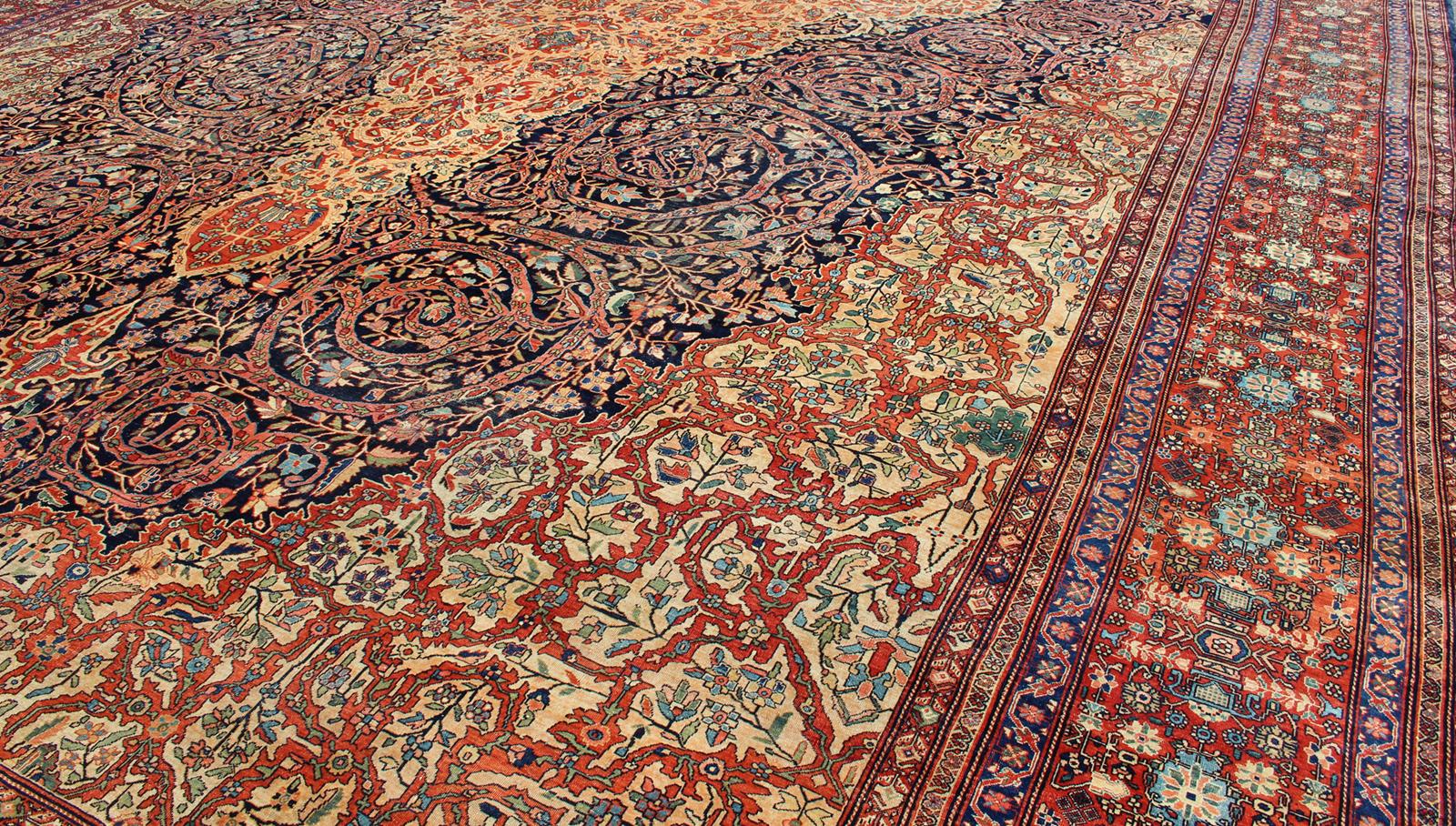 Palace - Sized Extremely Finely Woven Antique Sarouk - Farahan Persian Rug. Palace - Sized Extremely Finely Woven Antique Sarouk - Farahan Persian Rug . Rug M14 - 0303, Measures: 17'3 x 30'8. Mansion Sized antique Persian Sarouk - Farahan ca... - Keivan Woven ArtsM14 - 0303 - 5397Rug