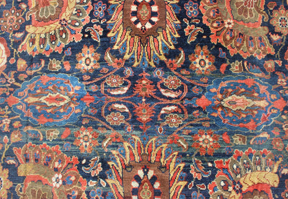 Exceptional Large Antique Sultanabad Rug in Midnight Blue and Coral Red. Keivan Woven Arts / rug M14 - 0305, country of origin / type: Iran / Sultanabad, circa 1900. Measure: 13.1 x 17.1. This exceptional antique Sultanabad showcases a marvelous l... - Keivan Woven ArtsM14 - 0305 - 6320Rug