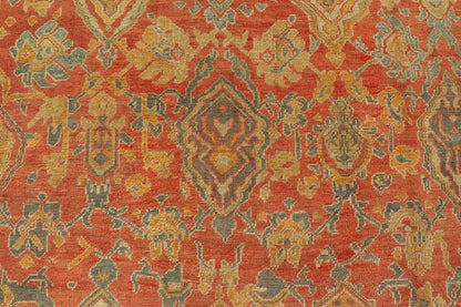 Antique Turkish Oushak Rug in Terracotta With All - Over Flower, Leaves and Vines. Keivan Woven Arts / rug M14 - 0401, country of origin / type: Turkey / Oushak, circa late 19th century Measures: 12'1 x 14'4. Variation of orange/terracotta an... - Keivan Woven ArtsM14 - 0401 - 104Rug