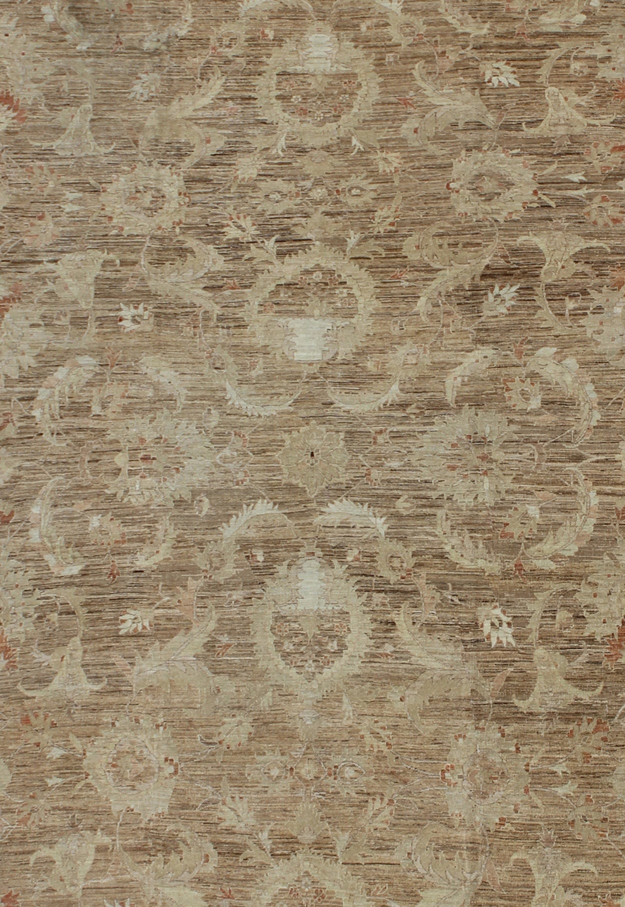 Very Large Sultanabad Pattern in Earth Tones with Light Brown Lt. Green & Taupe. Variegated light brown, light green and earth tone Afghan made Sultanabad design rug with florals. rug, M14 - 0405 country of origin / type: Afghan / circa 1980. ... - Keivan Woven ArtsM14 - 0405 - 6316Rug