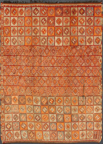 Vintage Moroccan Rug in Autumn Colors, Red, Pumpkin, Orange and Light Green Vintage Moroccan Rug in Autumn Colors, Red, Pumpkin, Orange and Light Green This colorful Moroccan rug boasts a grid of geometric designs and a multitude of Fall like... - Keivan Woven ArtsM14 - 0906 - 6292Rug