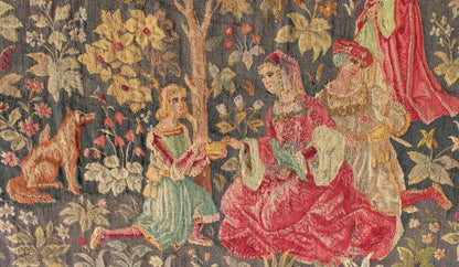 Antique French Tapestry in Gray Background and Vibrant Colors. Measures: 4'11 x 7'5. This Beautiful Scenery design antique French tapestry from the early 1900's features vibrant colors which work off of a medium gray background, depicting a roman... - Keivan Woven ArtsM14 - 1003 - 6121Rug