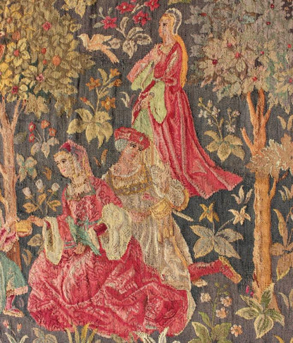 Antique French Tapestry in Gray Background and Vibrant Colors. Measures: 4'11 x 7'5. This Beautiful Scenery design antique French tapestry from the early 1900's features vibrant colors which work off of a medium gray background, depicting a roman... - Keivan Woven ArtsM14 - 1003 - 6121Rug