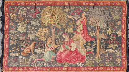 Antique French Tapestry in Gray Background and Vibrant Colors. Measures: 4'11 x 7'5. This Beautiful Scenery design antique French tapestry from the early 1900's features vibrant colors which work off of a medium gray background, depicting a roman... - Keivan Woven ArtsM14 - 1003 - 6121Rug