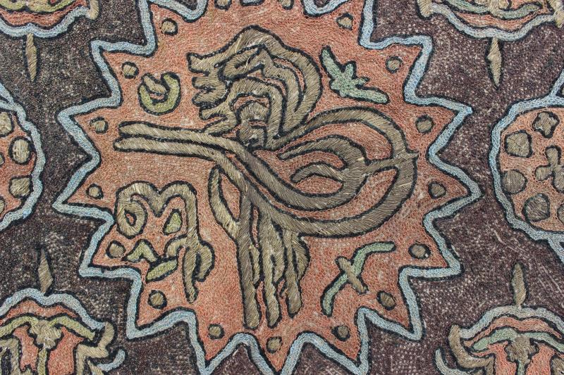 Antique Turkish Silk Ottoman Flat - Weave Rug with Unique Tribal Geometric Design kwarugs Muted blue, peach, brown silk ottoman flat - weave antique rug from Turkey with rare design, rug m14 - 1101, country of origin / type: Turkey / Ottoman, circa 1... - Keivan Woven ArtsM14 - 1101 - 6296Rug