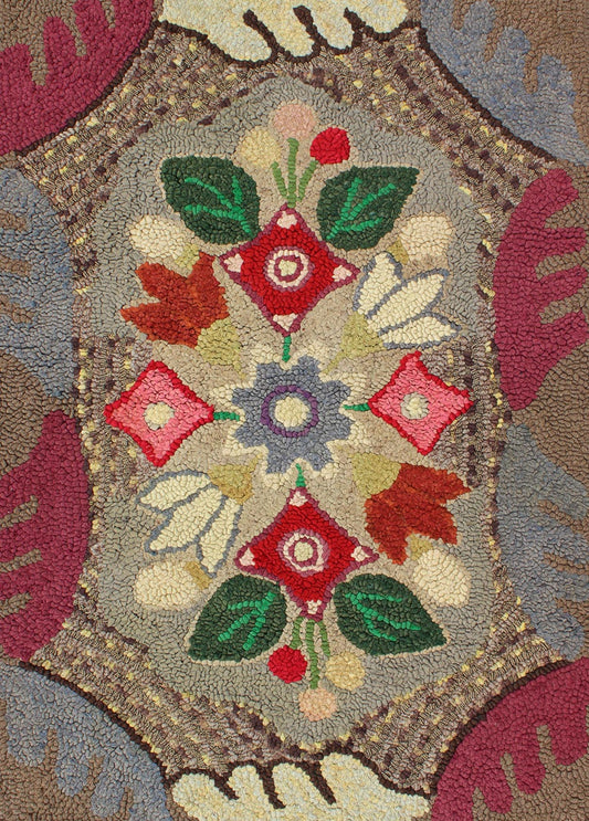Antique American Hooked Floral Rug with Multi Colors Light Brown, Green, Yellow. Colorful and gorgeous American hooked rug with gray soft red, rose, green, light brown, lavender, green, and yellow flowers, rug M14 - 1202, country of origin / type:... - Keivan Woven ArtsM14 - 1202 - 6428Rug