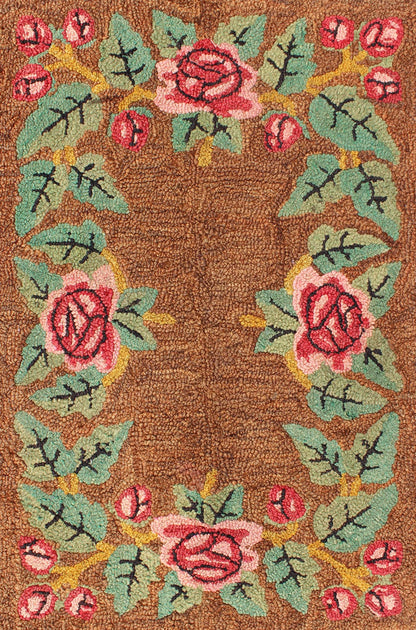 Vintage All - Over American Hooked Rug with Large Flower Design. American Hooked rug with large flower design, rug M14 - 1203, country of origin / type: United States / Hooked, circa 1940. This colorful American Hooked rug depicts a variety... - Keivan Woven ArtsM14 - 1203 - 6432Rug