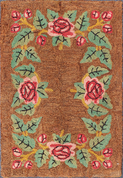 Vintage All - Over American Hooked Rug with Large Flower Design. American Hooked rug with large flower design, rug M14 - 1203, country of origin / type: United States / Hooked, circa 1940. This colorful American Hooked rug depicts a variety... - Keivan Woven ArtsM14 - 1203 - 6432Rug