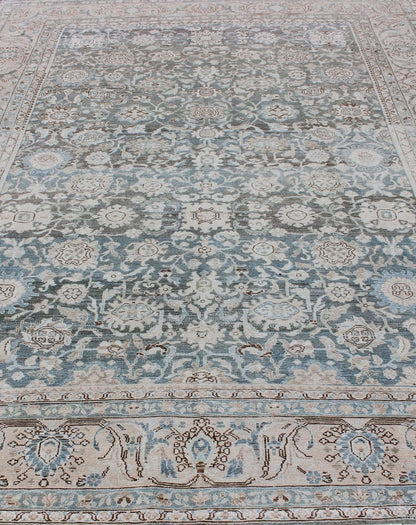 Neutral - Toned Antique Persian Malayer with All - Over Stylized Geometric Design Antique Persian Rug in Neutral Tones with Geometric Floral Motifs, rug MEV - 1908 - 6, country of origin / type: Iran / Malayer, circa 1920. This Malayer carpet fro... - Keivan Woven ArtsMEV - 1908 - 6 - 11609Rug
