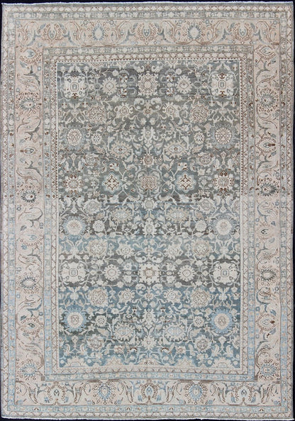 Neutral - Toned Antique Persian Malayer with All - Over Stylized Geometric Design Antique Persian Rug in Neutral Tones with Geometric Floral Motifs, rug MEV - 1908 - 6, country of origin / type: Iran / Malayer, circa 1920. This Malayer carpet fro... - Keivan Woven ArtsMEV - 1908 - 6 - 11609Rug