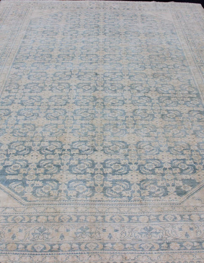 Antique Persian rug in neutral tones with geometric motifs, rug MEV - 1908 - 86, country of origin / type: Iran / Hamadan, circa 1910. This large Persian Hamadan carpet from 1910 is characterized by its all - over design of interconnected, neutral - ton... - Keivan Woven ArtsMEV - 1908 - 86 - 11613Rug