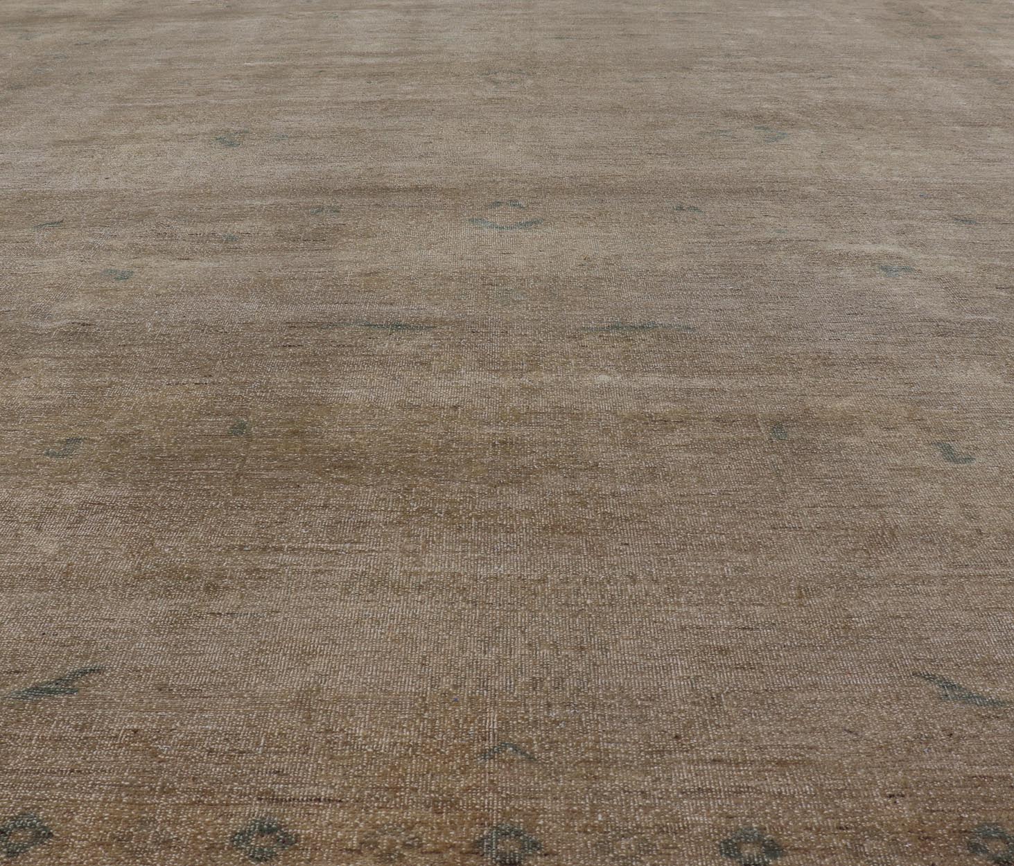 Minimalist antique Afghan Tabriz rug with all - over field of tan, taupe, brown and blues, rug MF - 2, country of origin / type: Afghan / Tabriz, circa 1970. Keivan Woven Arts Measures: 12'6 x 15'9 This wonderful washed Afghanistan ... - Keivan Woven ArtsMF - 2 - 6572Rug