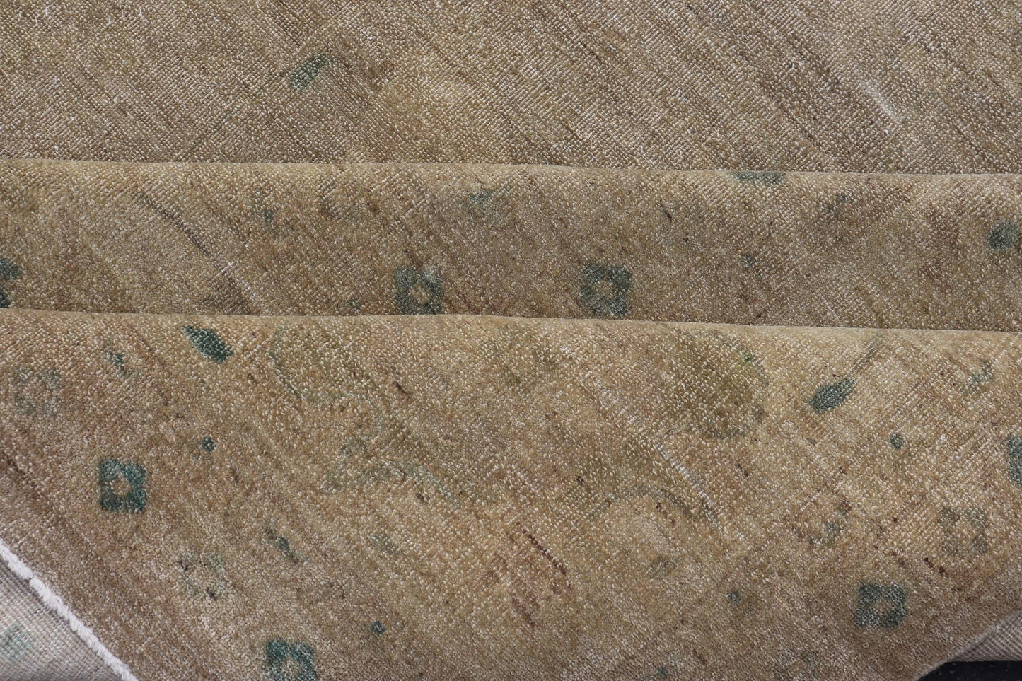 Minimalist antique Afghan Tabriz rug with all - over field of tan, taupe, brown and blues, rug MF - 2, country of origin / type: Afghan / Tabriz, circa 1970. Keivan Woven Arts Measures: 12'6 x 15'9 This wonderful washed Afghanistan ... - Keivan Woven ArtsMF - 2 - 6572Rug