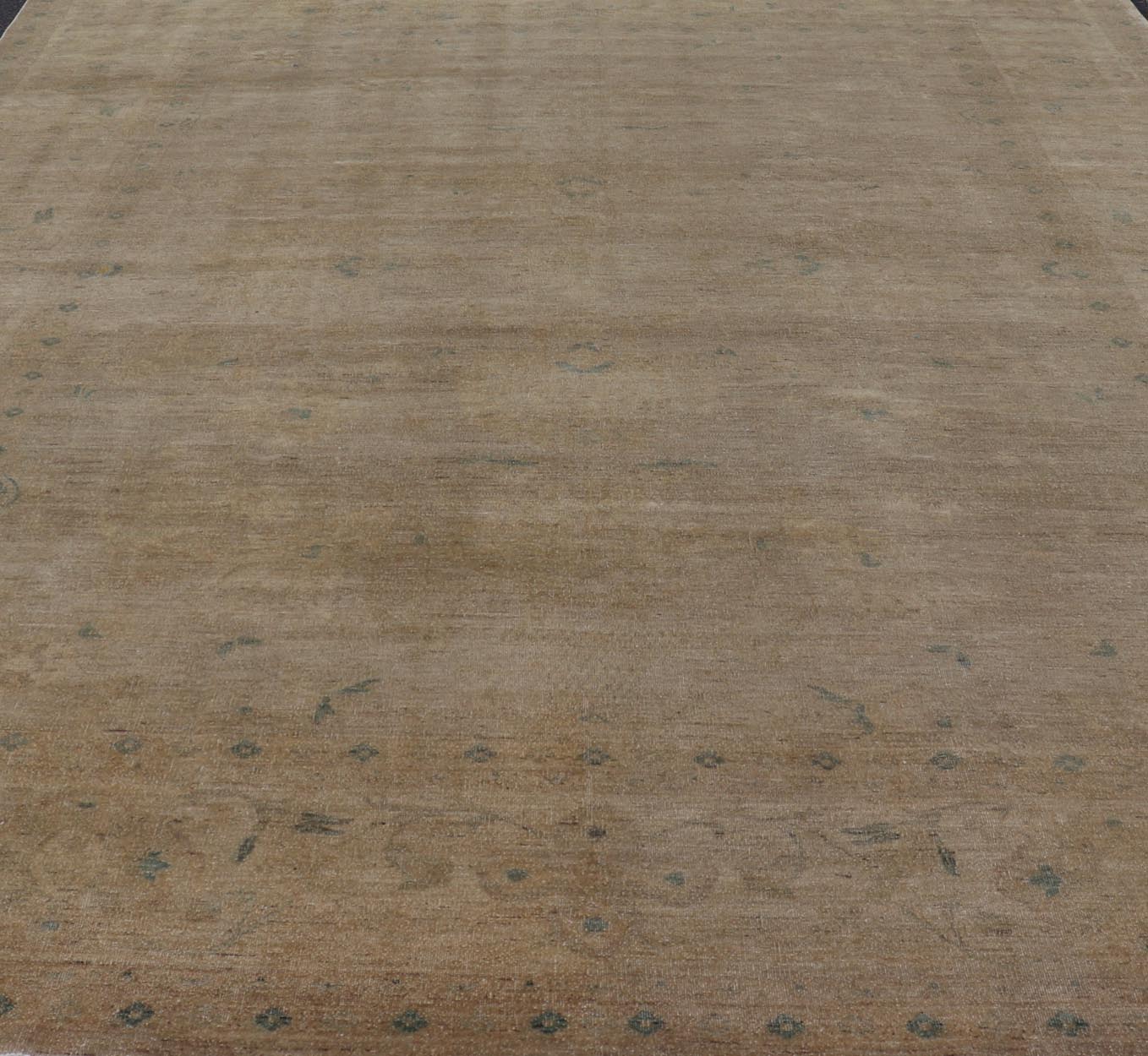 Minimalist antique Afghan Tabriz rug with all - over field of tan, taupe, brown and blues, rug MF - 2, country of origin / type: Afghan / Tabriz, circa 1970. Keivan Woven Arts Measures: 12'6 x 15'9 This wonderful washed Afghanistan ... - Keivan Woven ArtsMF - 2 - 6572Rug