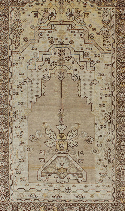 1930's Antique Turkish Oushak Prayer Rug with Flowers in Ivory, Taupe and Cream, kwarugs MH - 10638, country of origin / type: Turkey / Oushak, circa 1920 This lovely and finely woven antique Turkish Oushak rug (circa 1930) displays a prayer desig... - Keivan Woven ArtsMH - 10638 - 1132Rug