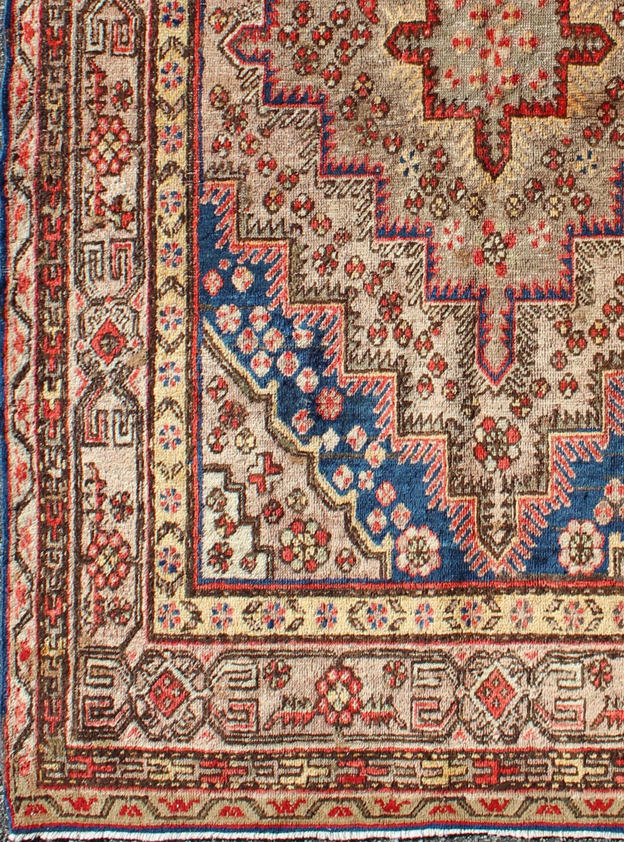 Colorful Antique Khotan Rug With Multi Layered Medallion Taupe background antique Khotan rug with repeating layered medallion pattern. Keivan Woven Arts / rug MP - 1301 - 434, country of origin / type: East Turkestan / Khotan, circa 1920 This e... - Keivan Woven ArtsMP - 1301 - 434 - 3974Rug