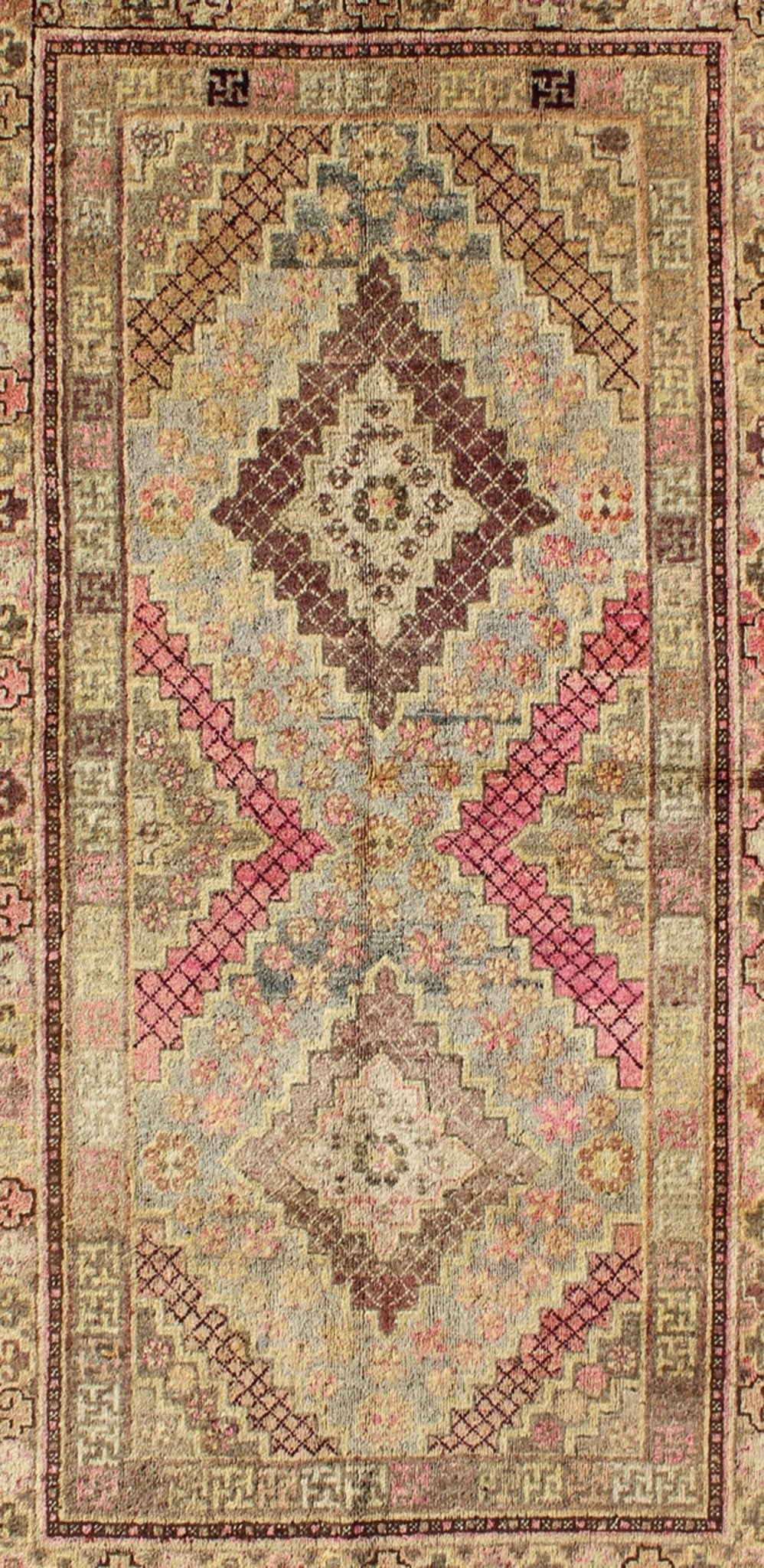 Early 20th Century Antique Khotan Rug with Paired Diamond Medallions in Wine Red, rug mp - 1301 - 519, country of origin / type: East Turkestan / Khotan, circa 1920 This delicately rendered antique Khotan rug was handcrafted in Turkestan during the ... - Keivan Woven ArtsMP - 1301 - 519 - 3970Rug
