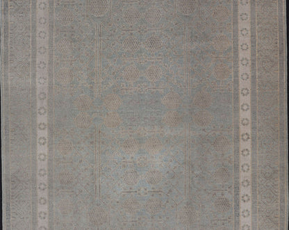 Afghan Khotan Rug With Geometric Design in Shades of Light Blue and Taupe. Geometric All - over Khotan with Pomegranate, rug MP - 1310 - 613, country of origin / type: Afghanistan / Khotan This Khotan features a geometric all - over Pomegranate design f... - Keivan Woven ArtsMP - 1310 - 613 - 4754Rug