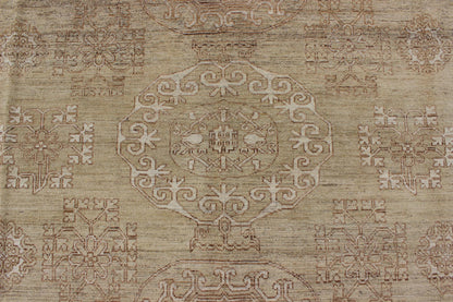 Khotan Design Rug with All - Over Geometric Pattern in Light Brown and Green's. Keivan Woven Arts / rug MP - 1409 - 1446 country of origin / type: Afghanistan / Khotan. Measures: 8'6 x 10'4 This Khotan features a geometric all - over design flanked by a ... - Keivan Woven ArtsMP - 1409 - 1446 - 5924Rug