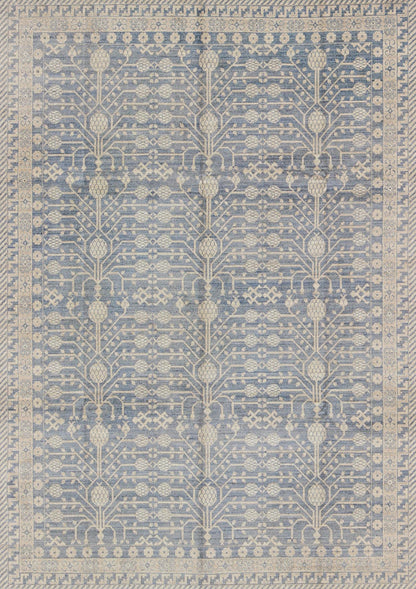 Khotan Design Rug with All - Over Pomegranate Pattern in Blue, Tan & Taupe. Afghanistan made Khotan rug with all - over design displaying Pomegranate in the field, rug MP - 1411 - 2176, country of origin / type: Afghanistan / Khotan This Khotan ... - Keivan Woven ArtsMP - 1411 - 2176 - 6131Rug
