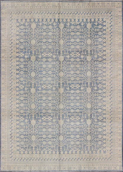 Khotan Design Rug with All - Over Pomegranate Pattern in Blue, Tan & Taupe. Afghanistan made Khotan rug with all - over design displaying Pomegranate in the field, rug MP - 1411 - 2176, country of origin / type: Afghanistan / Khotan This Khotan ... - Keivan Woven ArtsMP - 1411 - 2176 - 6131Rug