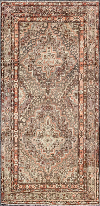 Khotan Gallery Rug This beautiful Khotan rug from East Turkestan has a wonderful, light purple border that imbues it with an Asian aesthetic. The border is encased by two guard borders, featuring a multicolored Greek key design. The field has tw... - Keivan Woven ArtsMP - 1610 - 157264 - 7865Rug