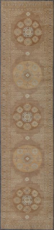 Khotan Rug with All - over Samarkand Design with Floral and circular Motifs Light Khotan runner with geometric Medallions, Keivan Woven Arts / rug/MP - 1703 - 1743 country of origin / type: Afghanistan / Khotan This Reproduction Khotan fea... - Keivan Woven ArtsMP - 1703 - 1743 - 8273Rug