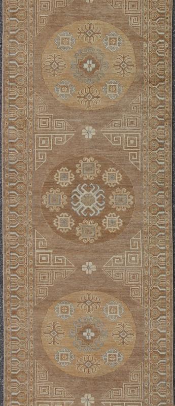 Khotan Rug with All - over Samarkand Design with Floral and circular Motifs Light Khotan runner with geometric Medallions, Keivan Woven Arts / rug/MP - 1703 - 1743 country of origin / type: Afghanistan / Khotan This Reproduction Khotan fea... - Keivan Woven ArtsMP - 1703 - 1743 - 8273Rug