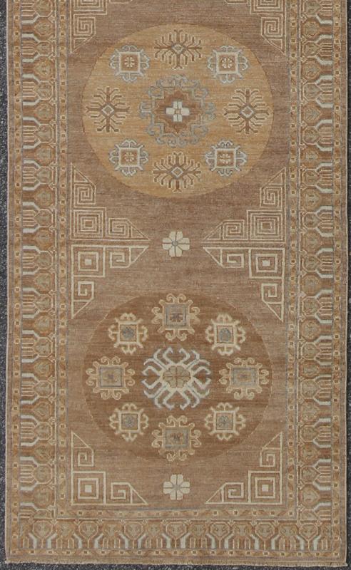 Khotan Rug with All - over Samarkand Design with Floral and circular Motifs Light Khotan runner with geometric Medallions, Keivan Woven Arts / rug/MP - 1703 - 1743 country of origin / type: Afghanistan / Khotan This Reproduction Khotan fea... - Keivan Woven ArtsMP - 1703 - 1743 - 8273Rug