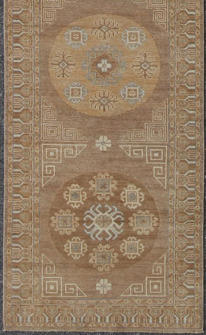 Khotan Rug with All - over Samarkand Design with Floral and circular Motifs Light Khotan runner with geometric Medallions, Keivan Woven Arts / rug/MP - 1703 - 1743 country of origin / type: Afghanistan / Khotan This Reproduction Khotan fea... - Keivan Woven ArtsMP - 1703 - 1743 - 8273Rug