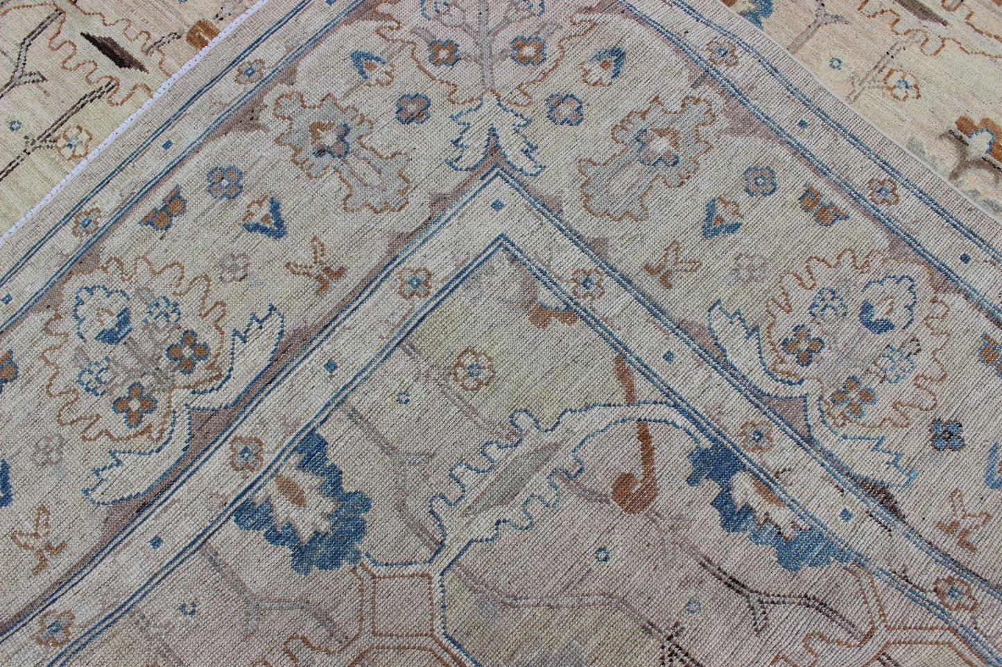 Light Khotan rug with geometric Medallions, Keivan Woven Arts / rug MP - 1703 - 7565 country of origin / type: Afghanistan / Khotan This Reproduction Khotan features a geometric all - over design flanked by a repeating pattern in the border. The entir... - Keivan Woven ArtsMP - 1703 - 7565 - 8277Rug