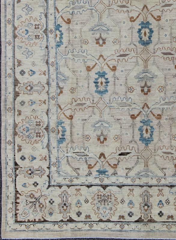 Light Khotan rug with geometric Medallions, Keivan Woven Arts / rug MP - 1703 - 7565 country of origin / type: Afghanistan / Khotan This Reproduction Khotan features a geometric all - over design flanked by a repeating pattern in the border. The entir... - Keivan Woven ArtsMP - 1703 - 7565 - 8277Rug