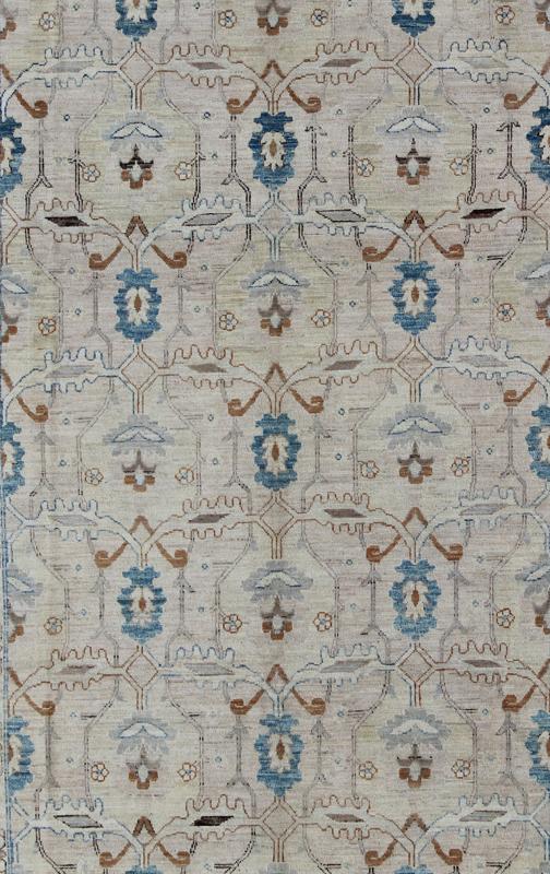 Light Khotan rug with geometric Medallions, Keivan Woven Arts / rug MP - 1703 - 7565 country of origin / type: Afghanistan / Khotan This Reproduction Khotan features a geometric all - over design flanked by a repeating pattern in the border. The entir... - Keivan Woven ArtsMP - 1703 - 7565 - 8277Rug