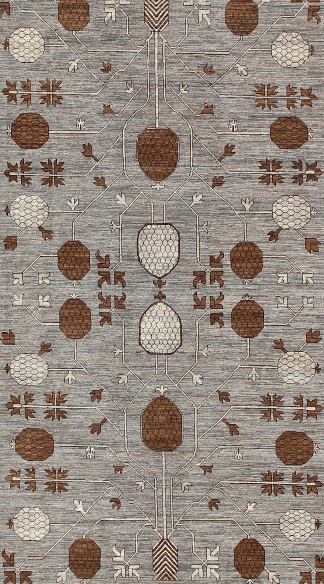 Large All - Over Design Khotan Rug in Gray Background by Keivan Woven Arts Large Khotan rug with all over Pomegranate Design. Keivan Woven Arts / rug MP - 1709 - 1973, country of origin / type: Afghanistan / Khotan Measures: 10'2 x 14'6. This Khotan fe... - Keivan Woven ArtsMP - 1709 - 1973 - 8923Rug