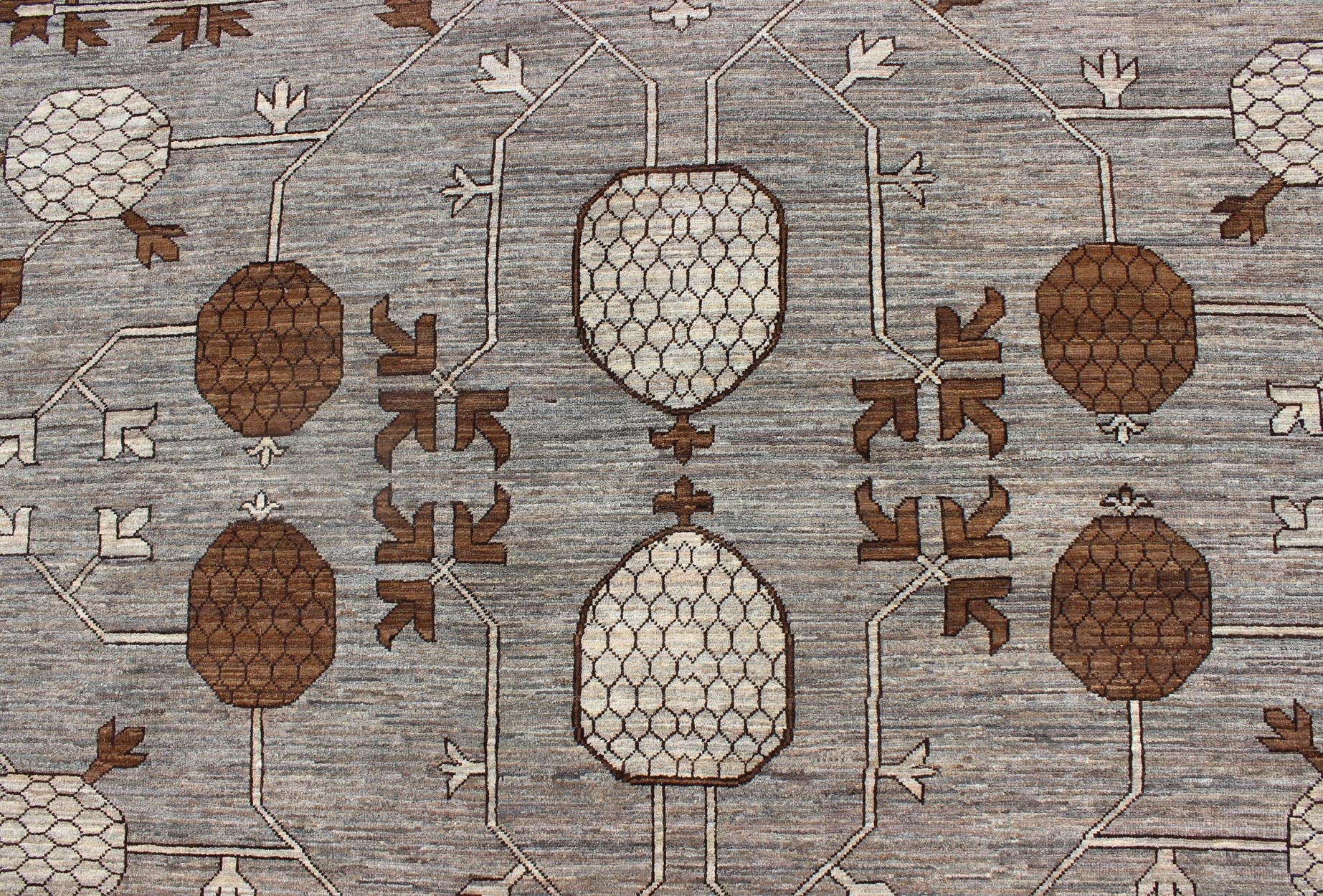 Large All - Over Design Khotan Rug in Gray Background by Keivan Woven Arts Large Khotan rug with all over Pomegranate Design. Keivan Woven Arts / rug MP - 1709 - 1973, country of origin / type: Afghanistan / Khotan Measures: 10'2 x 14'6. This Khotan fe... - Keivan Woven ArtsMP - 1709 - 1973 - 8923Rug