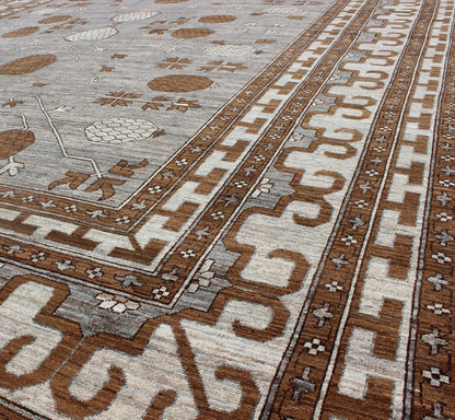 Large All - Over Design Khotan Rug in Gray Background by Keivan Woven Arts Large Khotan rug with all over Pomegranate Design. Keivan Woven Arts / rug MP - 1709 - 1973, country of origin / type: Afghanistan / Khotan Measures: 10'2 x 14'6. This Khotan fe... - Keivan Woven ArtsMP - 1709 - 1973 - 8923Rug