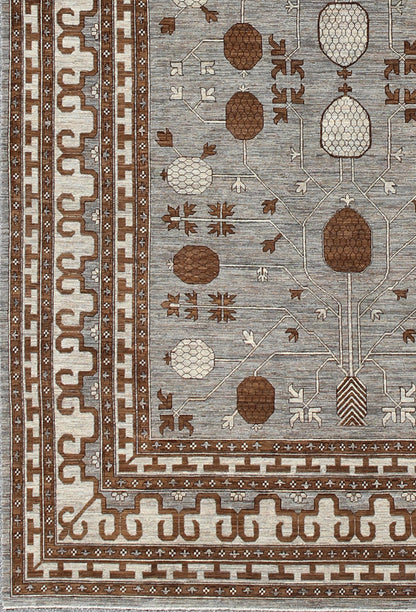 Large All - Over Design Khotan Rug in Gray Background by Keivan Woven Arts Large Khotan rug with all over Pomegranate Design. Keivan Woven Arts / rug MP - 1709 - 1973, country of origin / type: Afghanistan / Khotan Measures: 10'2 x 14'6. This Khotan fe... - Keivan Woven ArtsMP - 1709 - 1973 - 8923Rug