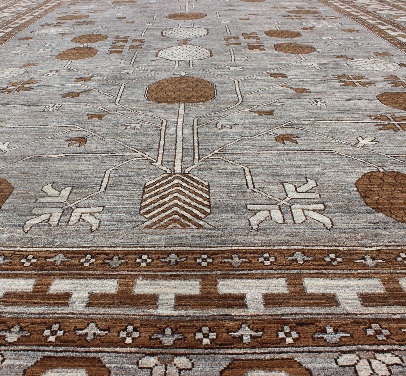 Large All - Over Design Khotan Rug in Gray Background by Keivan Woven Arts Large Khotan rug with all over Pomegranate Design. Keivan Woven Arts / rug MP - 1709 - 1973, country of origin / type: Afghanistan / Khotan Measures: 10'2 x 14'6. This Khotan fe... - Keivan Woven ArtsMP - 1709 - 1973 - 8923Rug