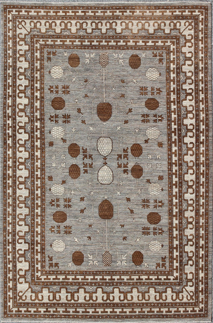 Large All - Over Design Khotan Rug in Gray Background by Keivan Woven Arts Large Khotan rug with all over Pomegranate Design. Keivan Woven Arts / rug MP - 1709 - 1973, country of origin / type: Afghanistan / Khotan Measures: 10'2 x 14'6. This Khotan fe... - Keivan Woven ArtsMP - 1709 - 1973 - 8923Rug