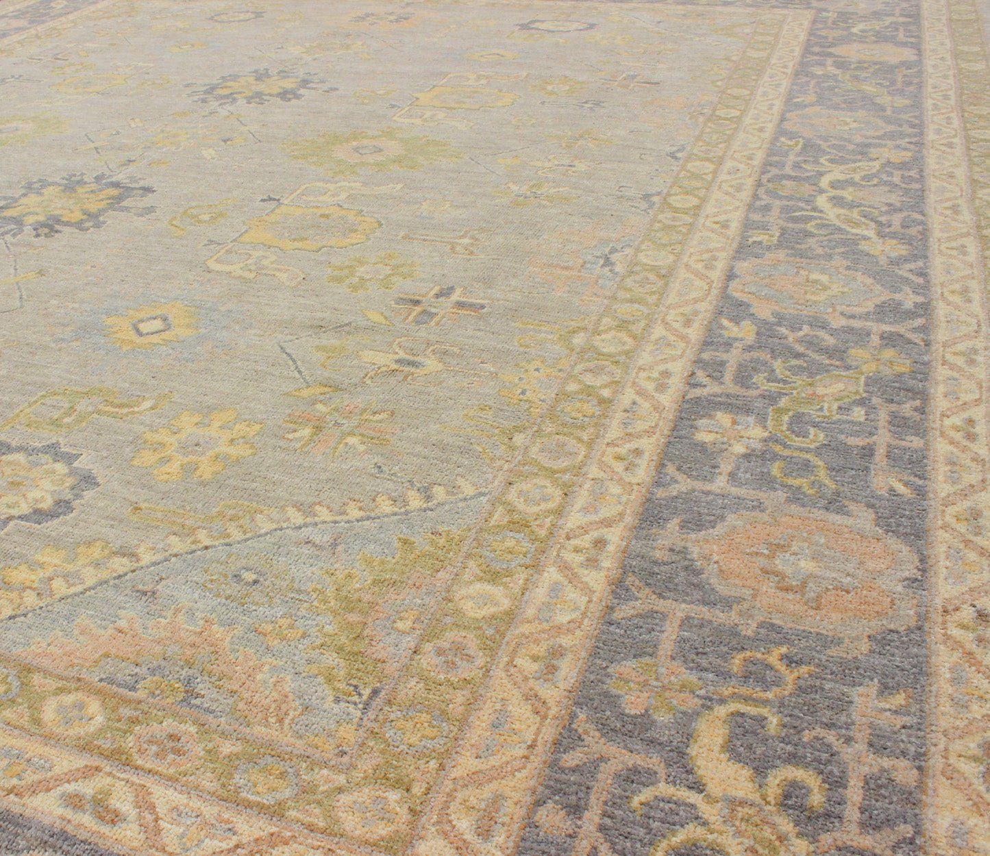 Modern Tabriz Design Fine Rug in Muted Gray Blue Background, Medium Gray Blue Border Tabriz design Fine rug with all - over Sub - floral design in light and dark blue gray, taupe and grays, Keivan Woven Arts / rug/MP - 1710 - 3053, country of origin'/ t... - Keivan Woven ArtsMP - 1710 - 3053 - 8929Rug