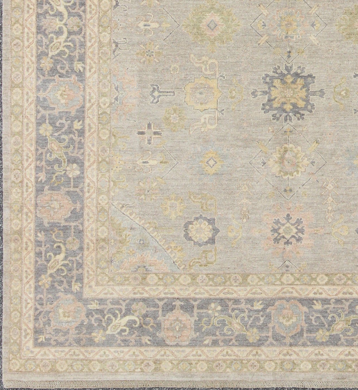 Modern Tabriz Design Fine Rug in Muted Gray Blue Background, Medium Gray Blue Border Tabriz design Fine rug with all - over Sub - floral design in light and dark blue gray, taupe and grays, Keivan Woven Arts / rug/MP - 1710 - 3053, country of origin'/ t... - Keivan Woven ArtsMP - 1710 - 3053 - 8929Rug