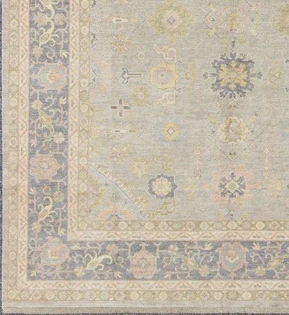 Modern Tabriz Design Fine Rug in Muted Gray Blue Background, Medium Gray Blue Border Tabriz design Fine rug with all - over Sub - floral design in light and dark blue gray, taupe and grays, Keivan Woven Arts / rug/MP - 1710 - 3053, country of origin'/ t... - Keivan Woven ArtsMP - 1710 - 3053 - 8929Rug