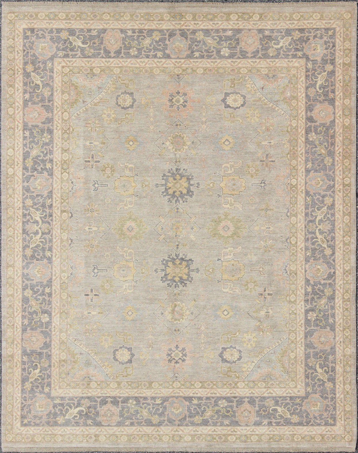 Modern Tabriz Design Fine Rug in Muted Gray Blue Background, Medium Gray Blue Border Tabriz design Fine rug with all - over Sub - floral design in light and dark blue gray, taupe and grays, Keivan Woven Arts / rug/MP - 1710 - 3053, country of origin'/ t... - Keivan Woven ArtsMP - 1710 - 3053 - 8929Rug