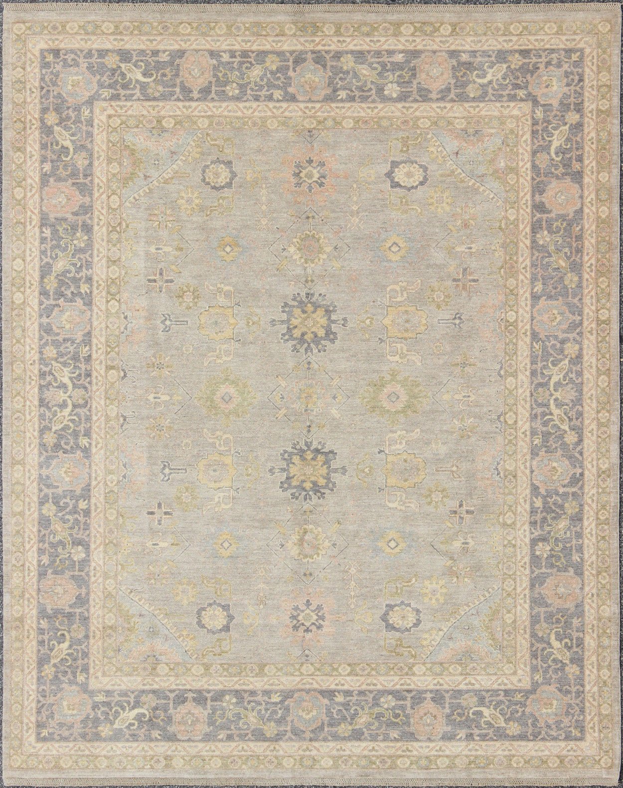 Modern Tabriz Design Fine Rug in Muted Gray Blue Background, Medium Gray Blue Border Tabriz design Fine rug with all - over Sub - floral design in light and dark blue gray, taupe and grays, Keivan Woven Arts / rug/MP - 1710 - 3053, country of origin'/ t... - Keivan Woven ArtsMP - 1710 - 3053 - 8929