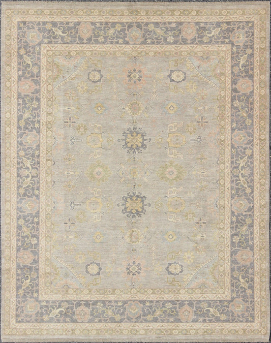 Modern Tabriz Design Fine Rug in Muted Gray Blue Background, Medium Gray Blue Border Tabriz design Fine rug with all - over Sub - floral design in light and dark blue gray, taupe and grays, Keivan Woven Arts / rug/MP - 1710 - 3053, country of origin'/ t... - Keivan Woven ArtsMP - 1710 - 3053 - 8929